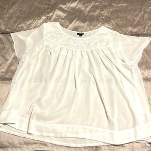 White embroidered gauze blouse